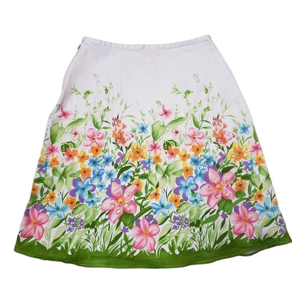 BAMBOO TRADERS Floral Print A-Line Skirt Size 10 - Picture 2 of 12